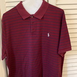 XL polo shirt burgundy and blue
